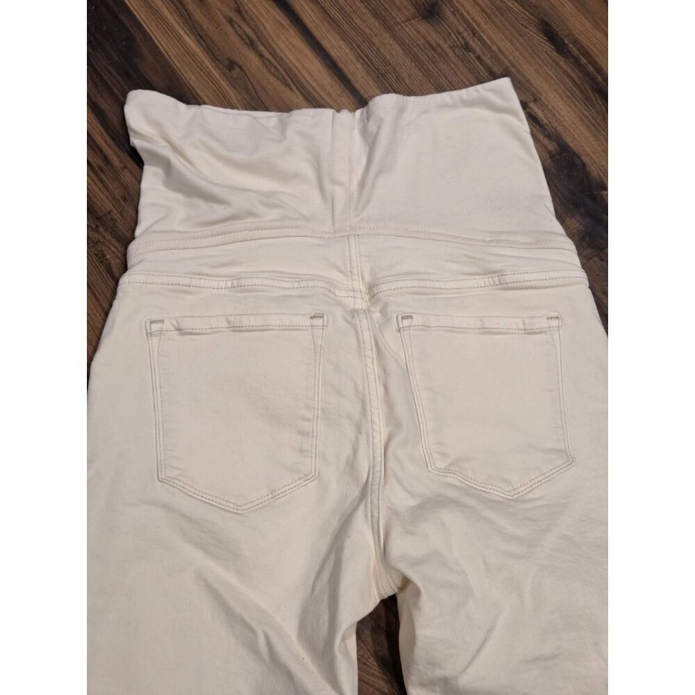 Mango Maternity Jeans Over The Belly Crop Frayed Hem Sz 6/8 - Picture 5 of 12